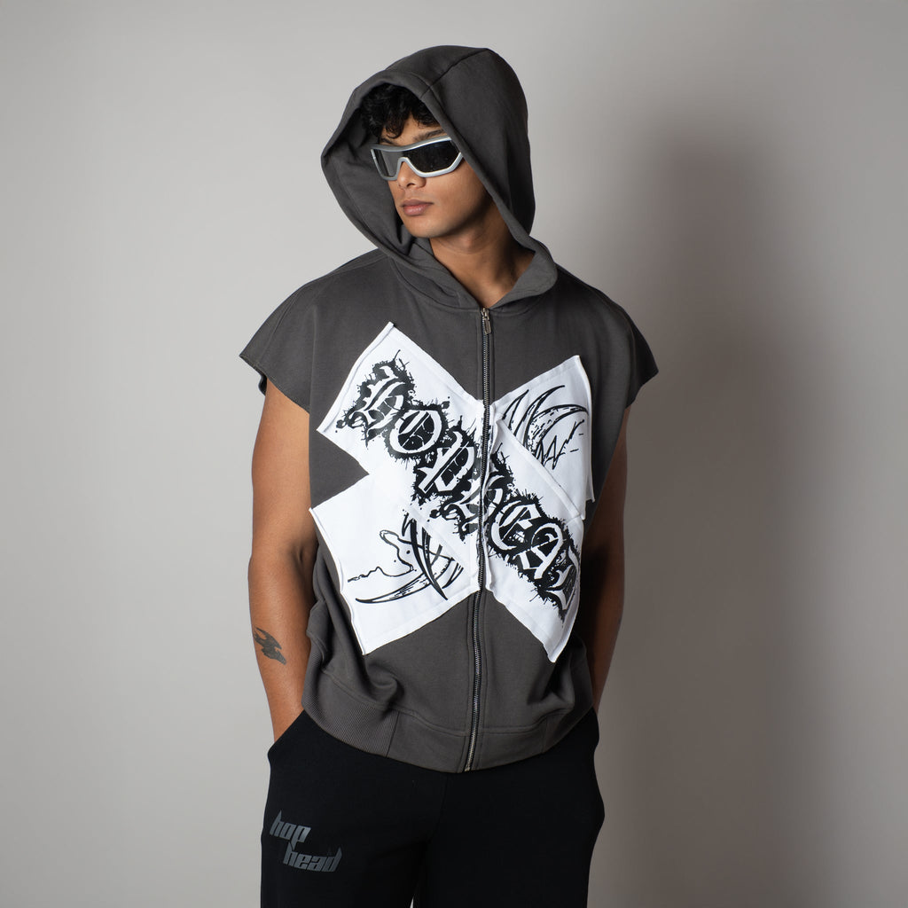 VOID CROSS SLEEVELESS HOODED VEST - Hophead