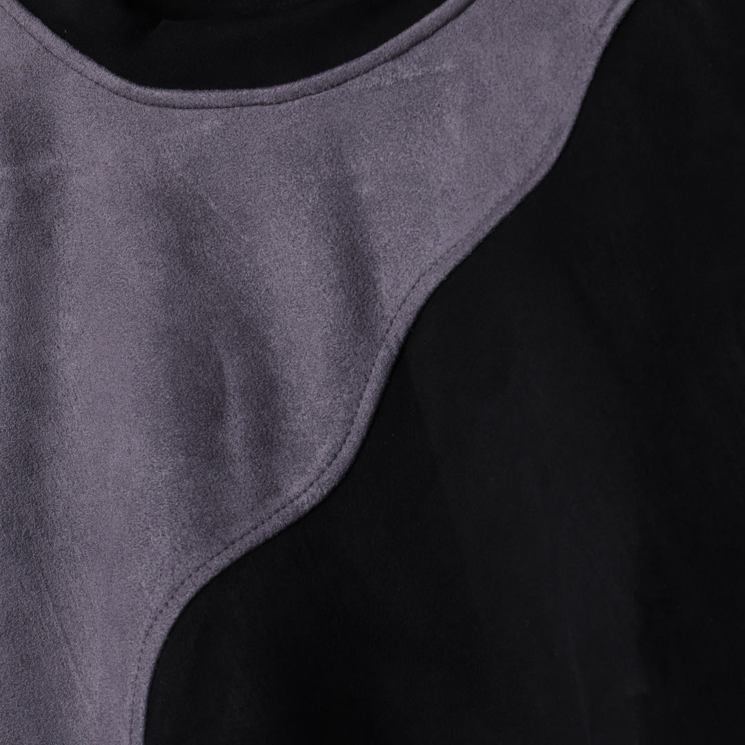 CHARCOAL WAVY SUEDE SWEATSHIRT