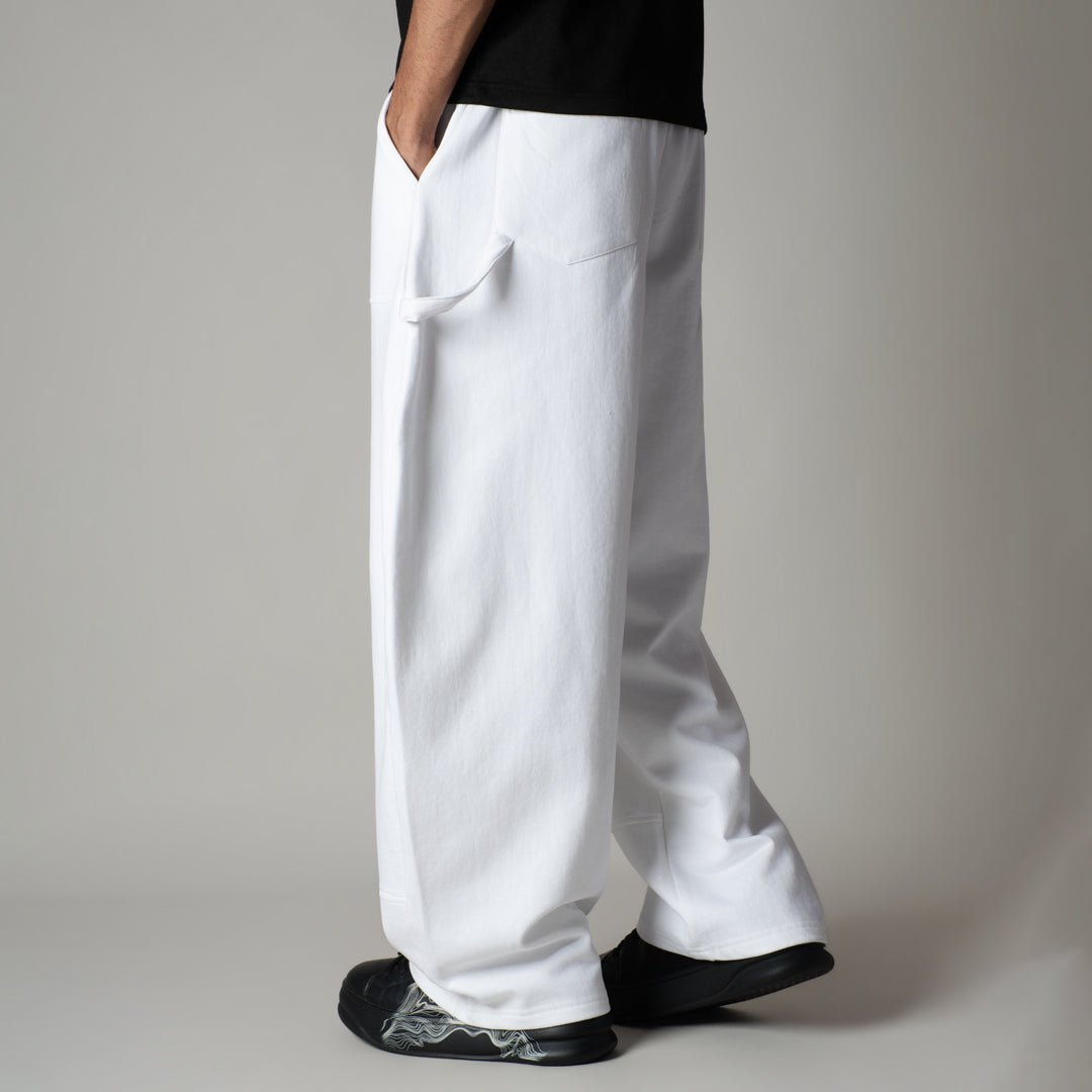 WHITE CARPENTER FLEECE BAGGY SWEATPANT - Hophead