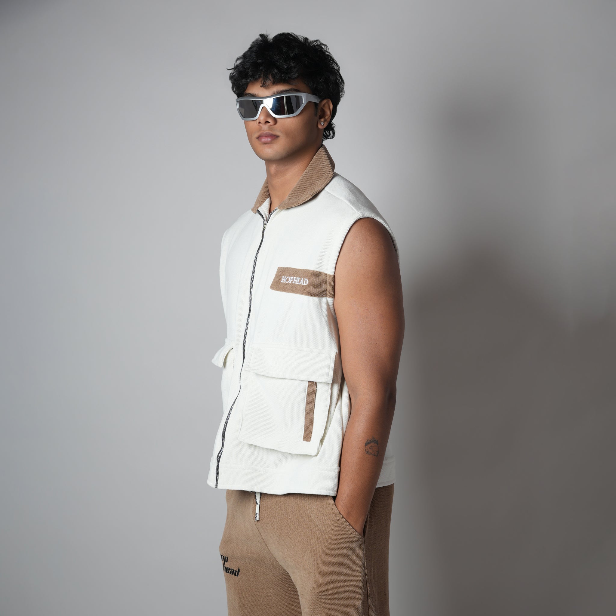 WHITE DUAL KNITDRIP UTILITY JACKET - Hophead