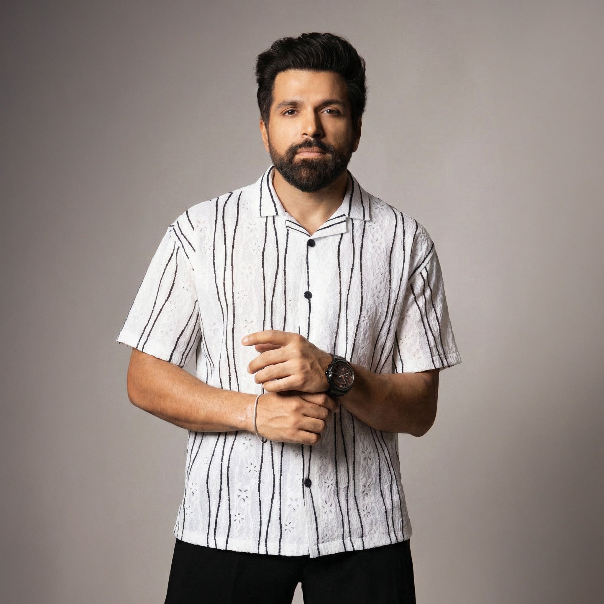 WHITE MESH LINE SHIRT - Hophead