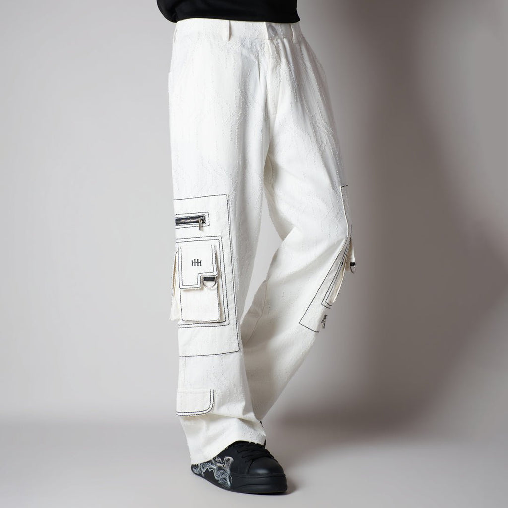 WHITE POCKET DENIM CARGO - Hophead