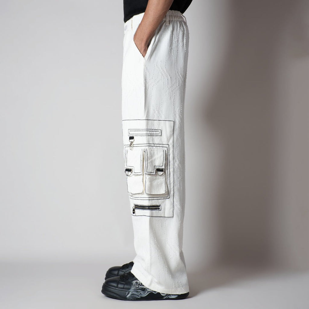 WHITE POCKET DENIM CARGO - Hophead