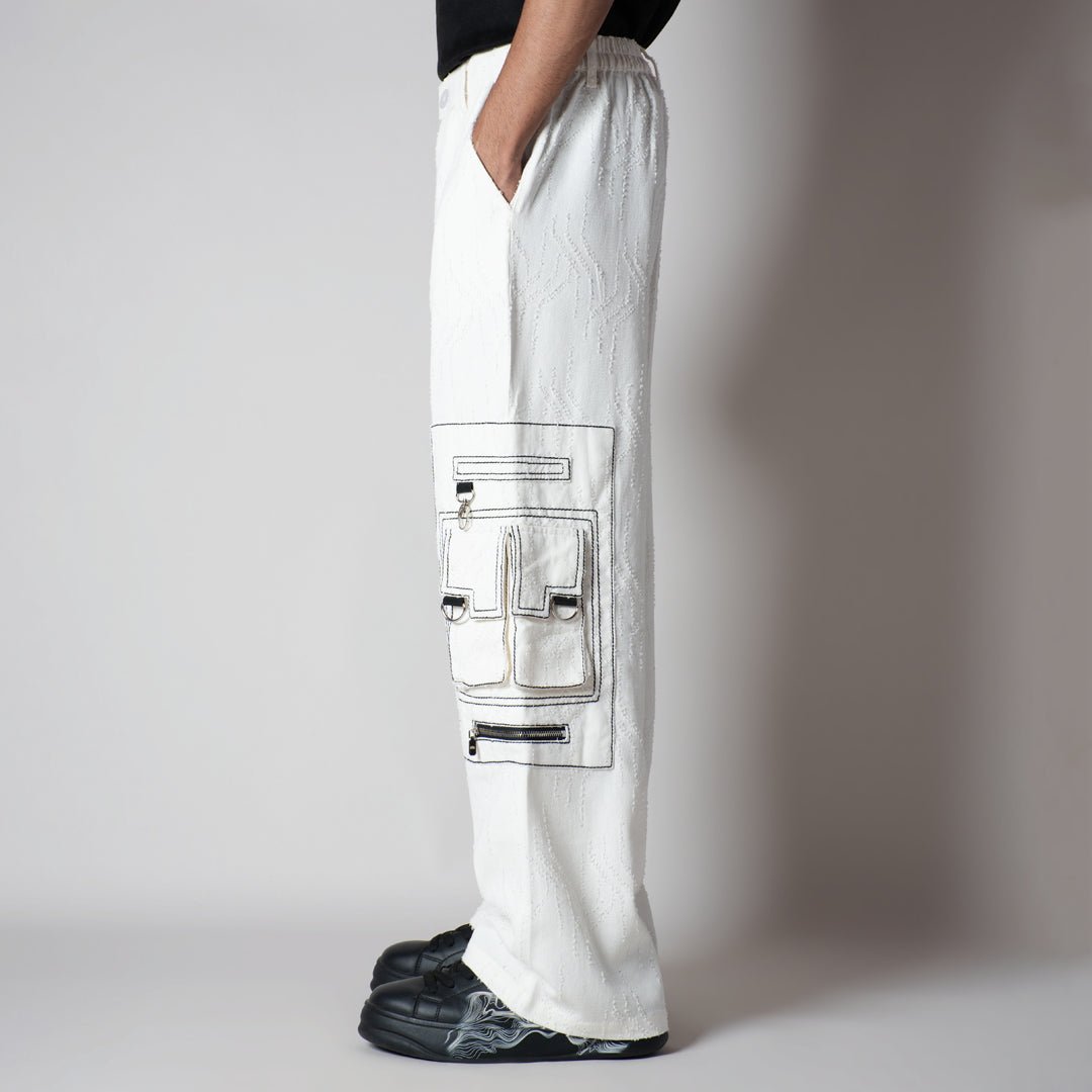 WHITE POCKET DENIM CARGO - Hophead