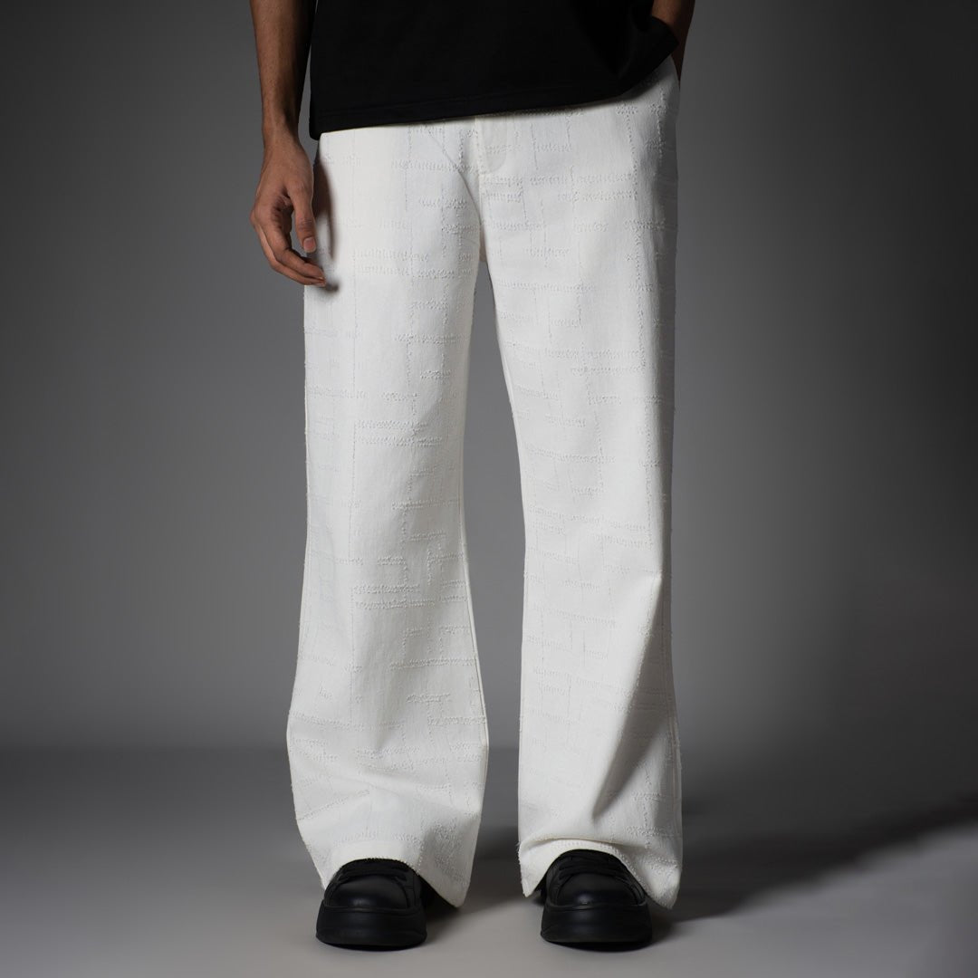 WHITE ROOFING BOOT CUT DENIM - Hophead