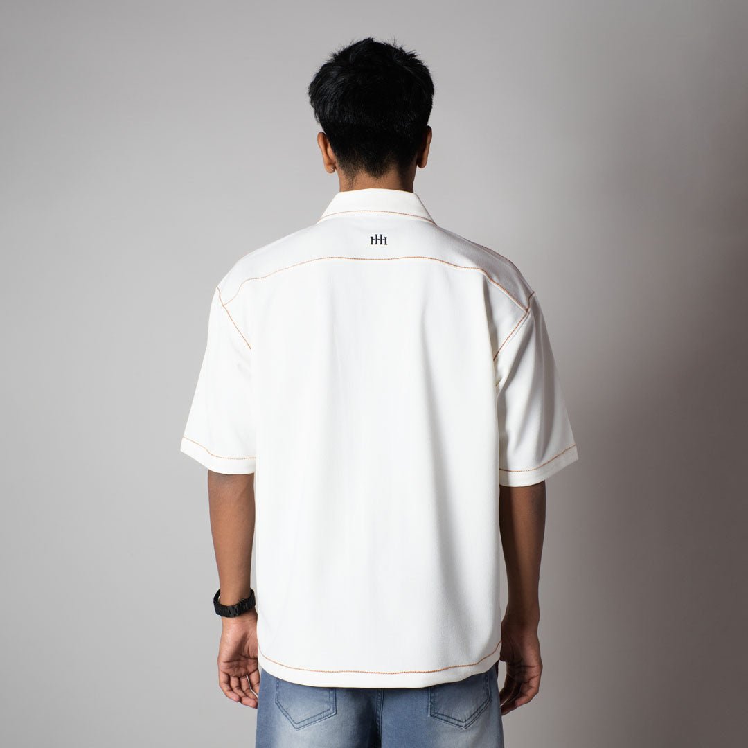 WHITE STITCHLINE CUBAN SHIRT - Hophead
