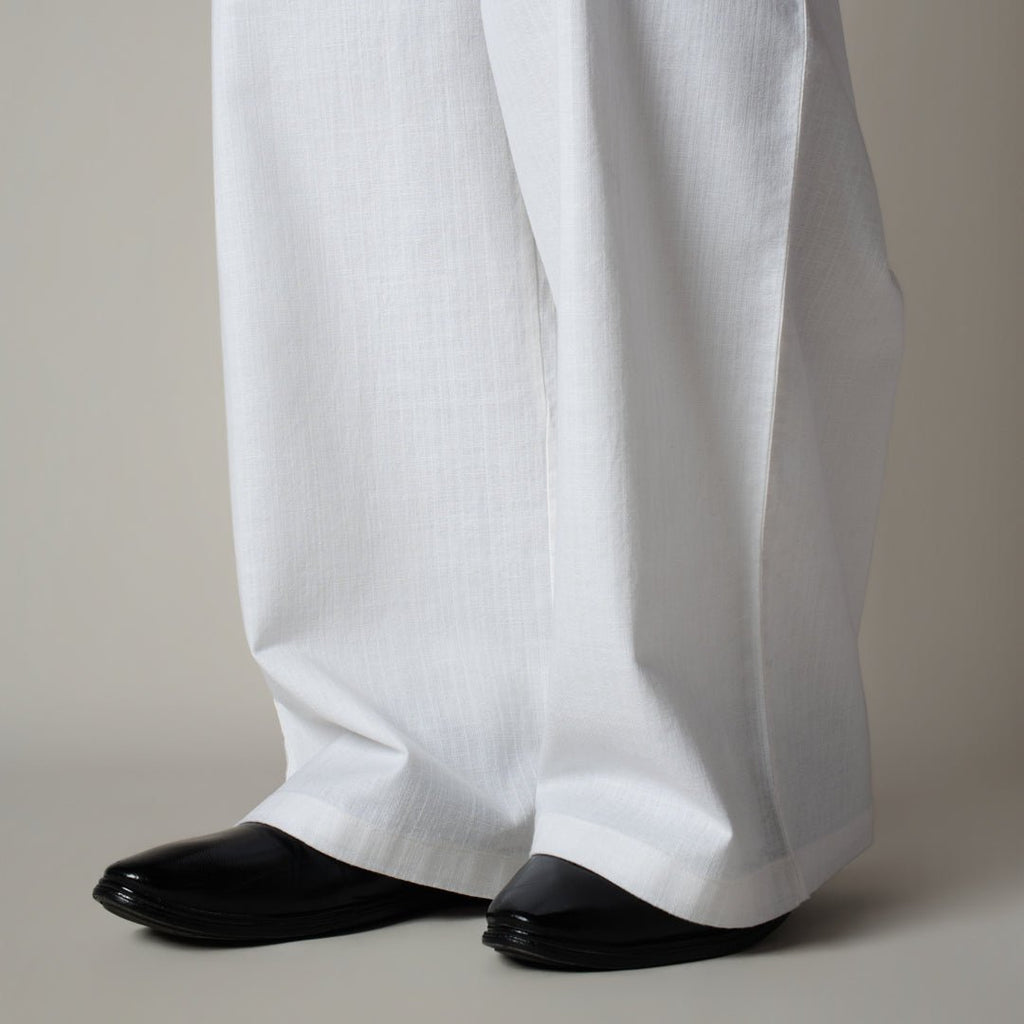 WHITE TEXTURED LINEN TRAVEL PANTS - Hophead