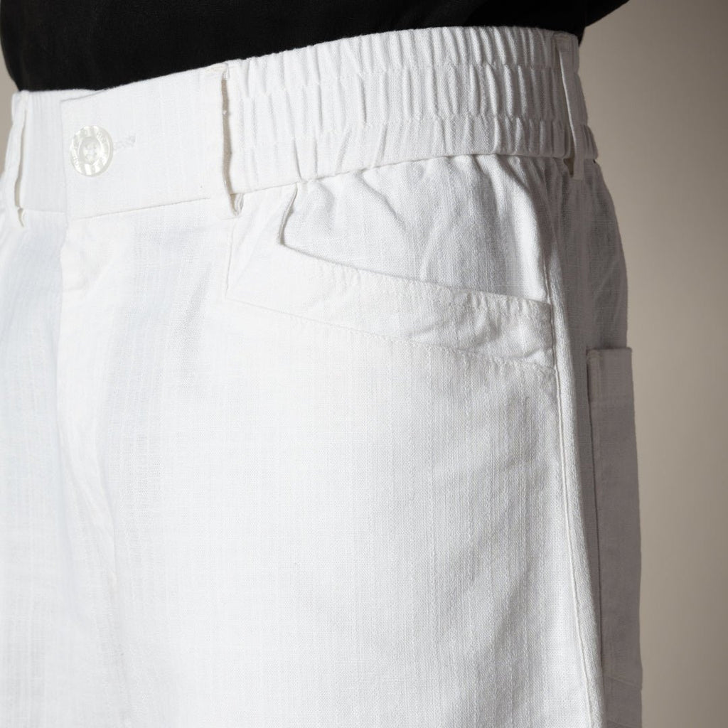 WHITE TEXTURED LINEN TRAVEL PANTS - Hophead