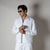 WHITE VERTICAL STRIPED ZIPPER JACKET