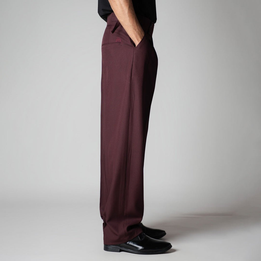 WINE DOUBLE PLEAT STRAIGHT FIT TROUSER - Hophead