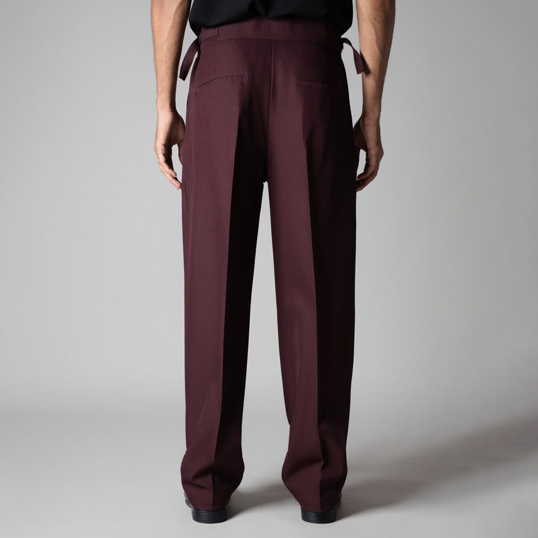WINE DOUBLE PLEAT STRAIGHT FIT TROUSER - Hophead