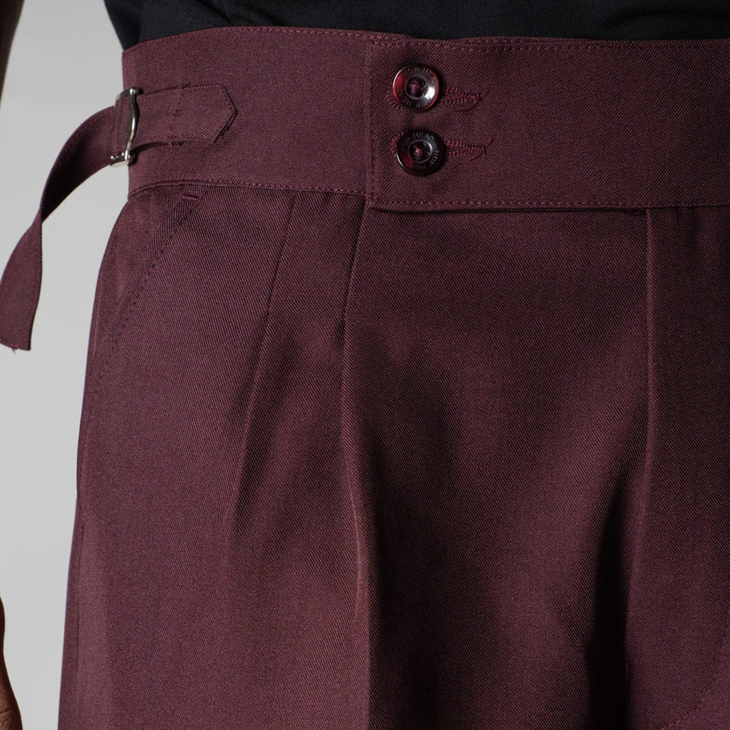 WINE DOUBLE PLEAT STRAIGHT FIT TROUSER - Hophead