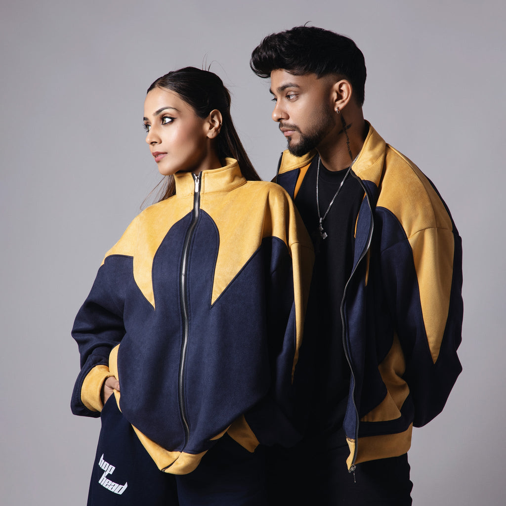 YELLOW & NAVY Y2K SUEDE JACKET - Hophead