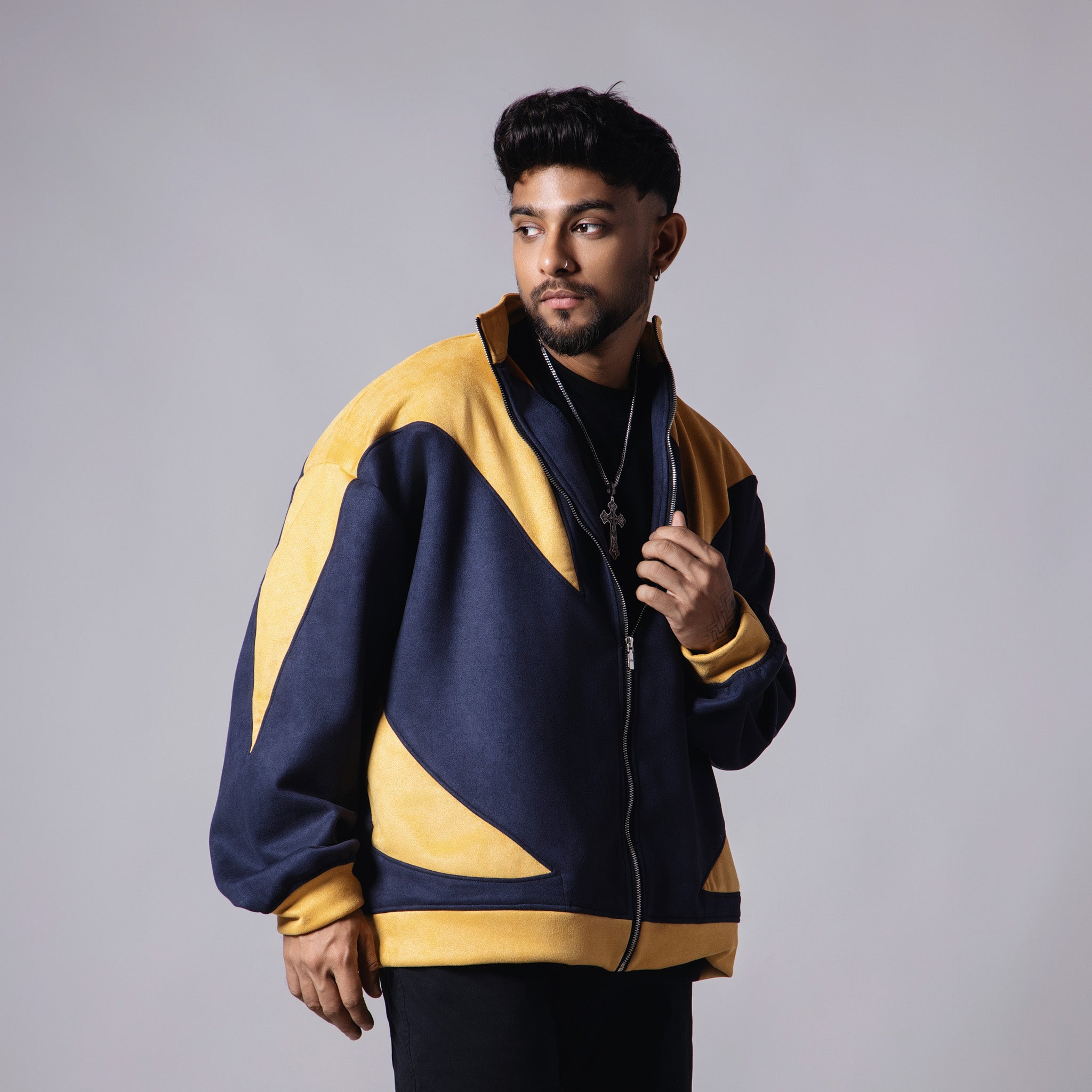 YELLOW & NAVY Y2K SUEDE JACKET - Hophead