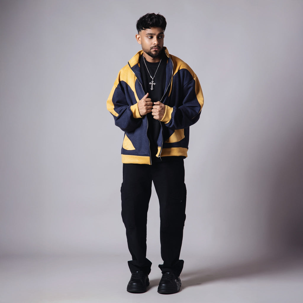 YELLOW & NAVY Y2K SUEDE JACKET - Hophead