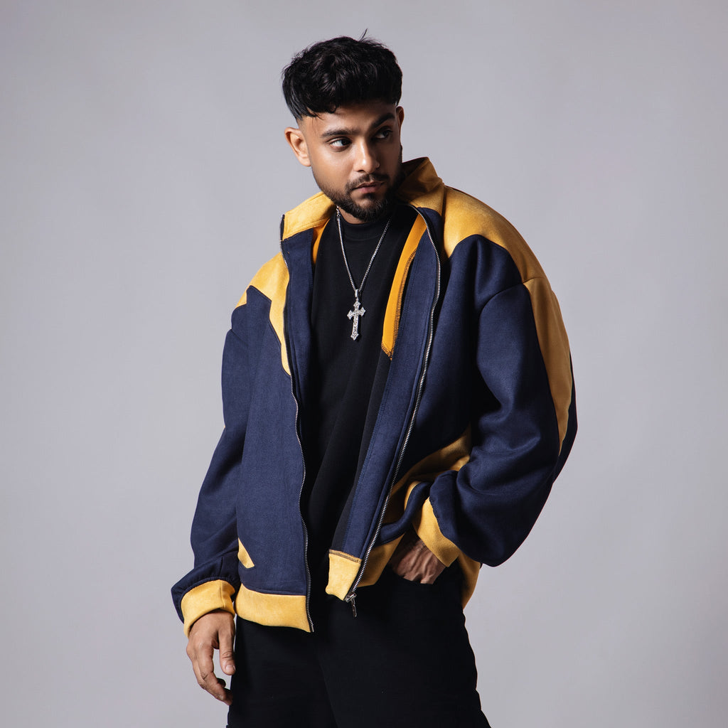YELLOW & NAVY Y2K SUEDE JACKET - Hophead