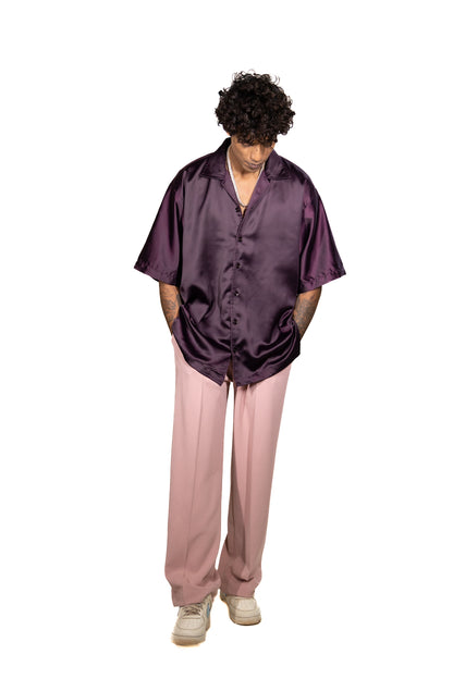 WINE SATIN SHIRT