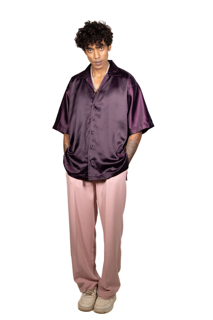 WINE SATIN SHIRT