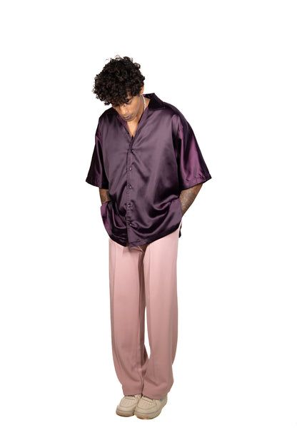 WINE SATIN SHIRT