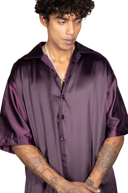 WINE SATIN SHIRT