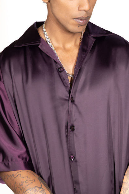 WINE SATIN SHIRT