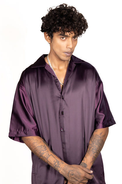 WINE SATIN SHIRT