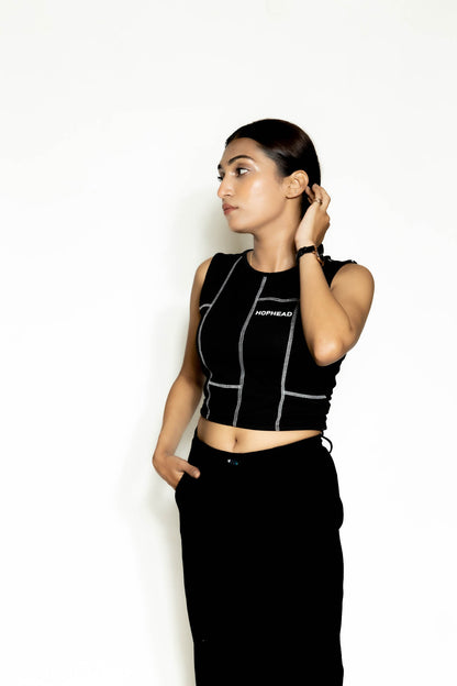 BLACK PATCH CROP TOP