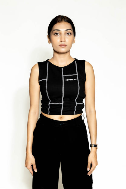 BLACK PATCH CROP TOP